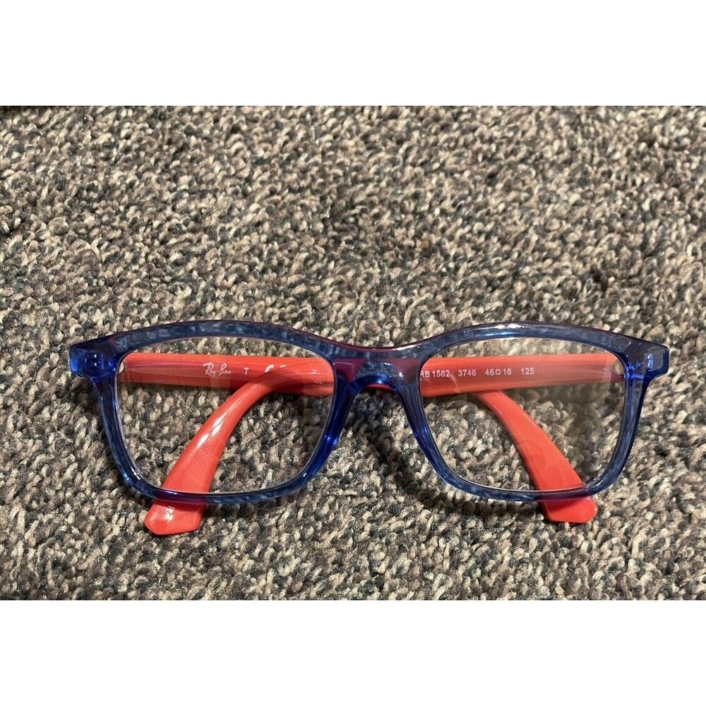 RAY-BAN JR RB1562‎ 3746 Blue Crystal/Orange Eyeglasses Frame 48-16-125 10736